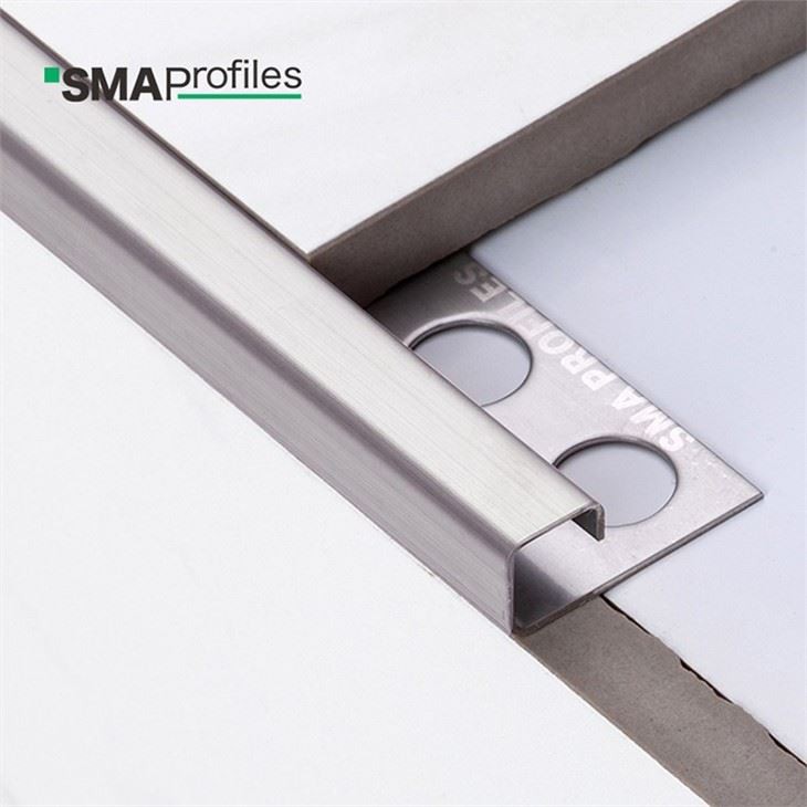 10mm brushed steel tile trim